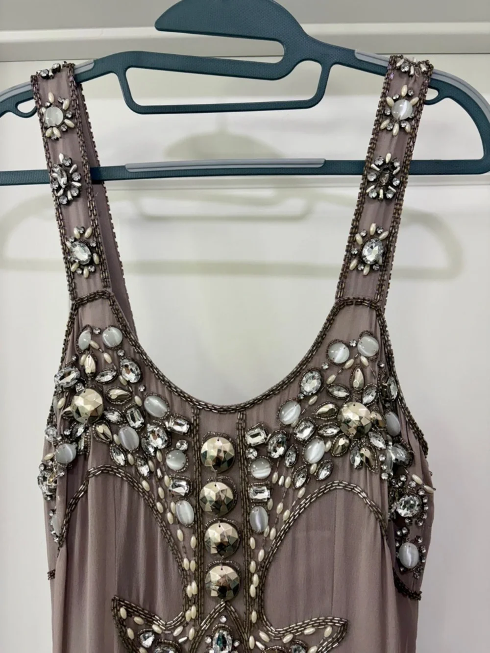 100% Silk Beaded Sleeveless Dress - Picture 2 of 7